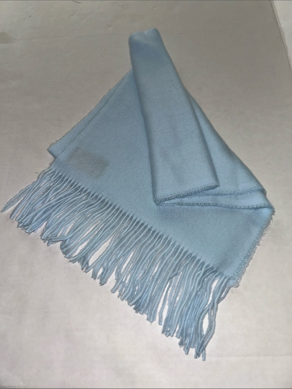Light Blue Cashmere Fringed Women's Scarf - Classic Soft Knit